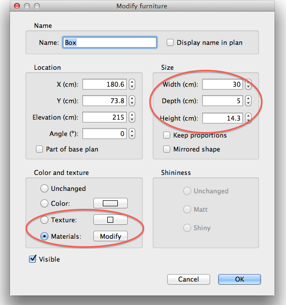 Apply Textures on a Box. modify furniture