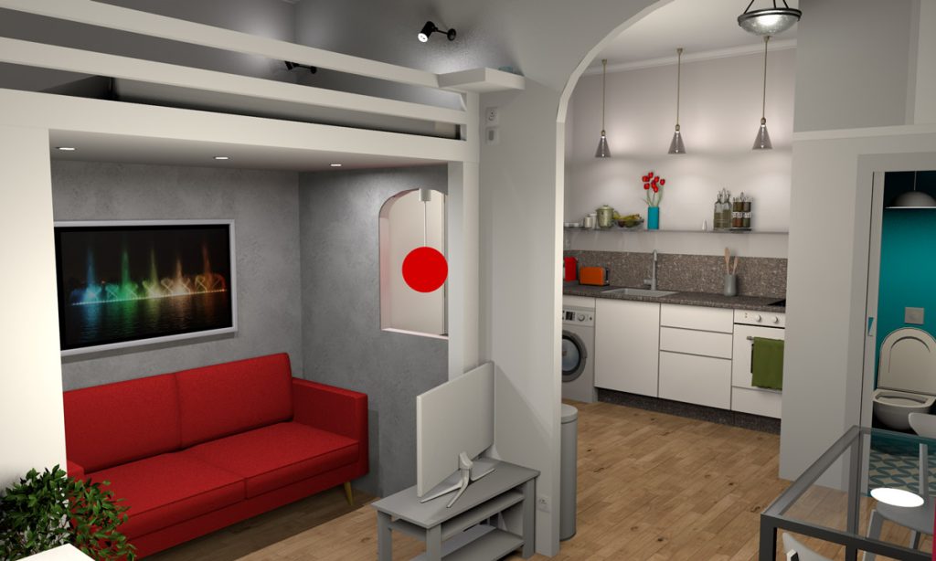 Sweet Home 3D 7.0. Studio with mezzanine by Véronique Puybaret