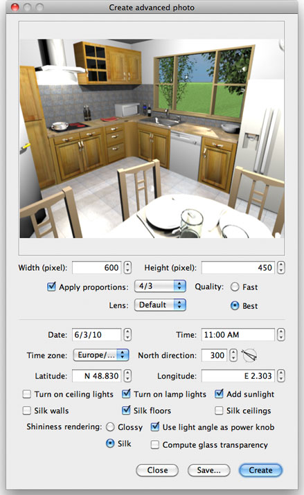 Sweet Home 3D 2.6. advanced rendering