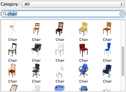 Sweet Home 3D 3.6. chair in catalog