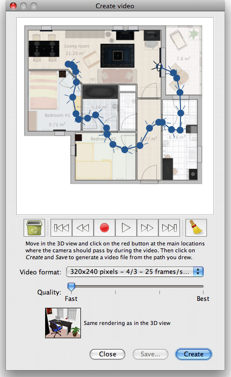 Sweet Home 3D 2.3. video creation
