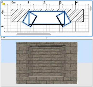 create recess with beveled edges